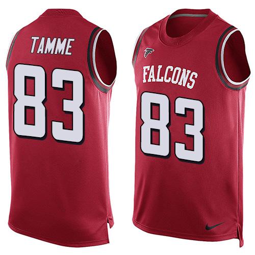  Falcons #83 Jacob Tamme Red Team Color Men's Stitched NFL Limited Tank Top Jersey